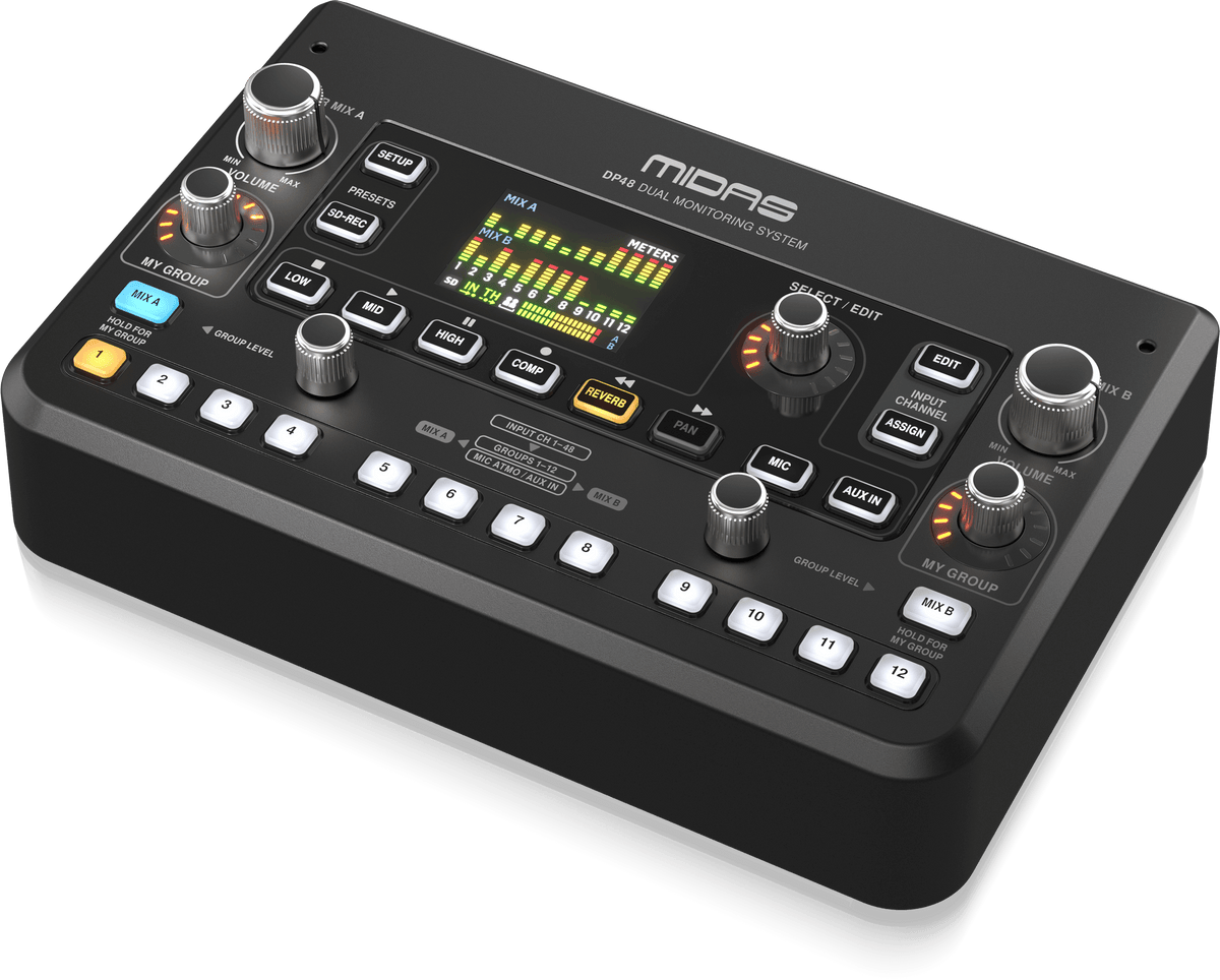 Midas DP48 Dual 48-Channel Personal Monitor Mixer with SD Card Recorder, Stereo Ambience Microphone