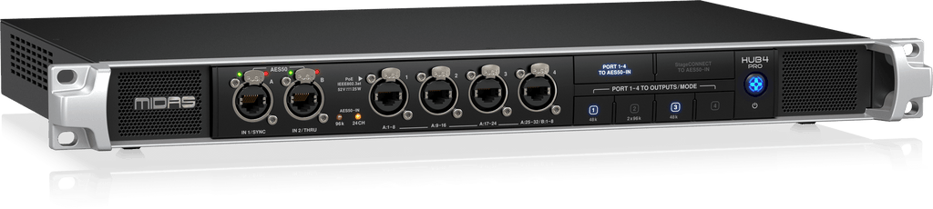 Midas HUB4 Pro 96k Monitor System Hub with 4 PoE Ports for Personal Mixers or Compatible Stage Boxes