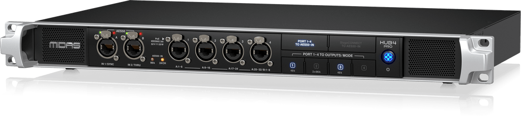 Midas HUB4 Pro 96k Monitor System Hub with 4 PoE Ports for Personal Mixers or Compatible Stage Boxes