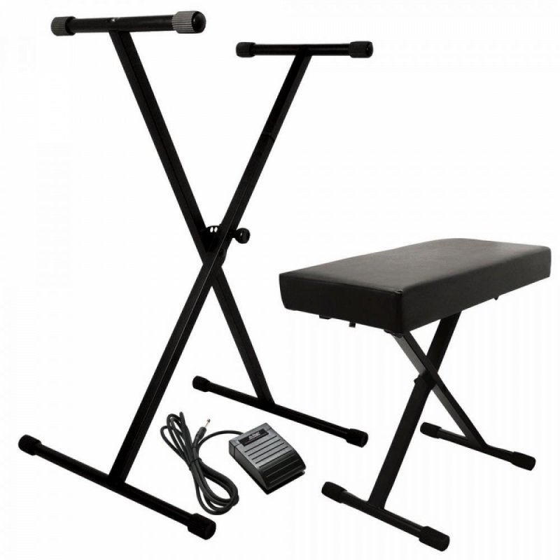 On-Stage KPK6520-CB, Keyboard Stand and Bench Pack with Keyboard Sustain Pedal, Bolted Stand Construction Provides Durability for Reliable Performance, Stand Height Adjusts to a Comfortable Level for Playing While Sitting