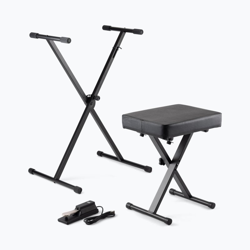 On-Stage KPK6550, Keyboard Stand and Bench Pack with Keyboard Sustain Pedal, A Complete Setup for Comfortably Playing a Keyboard and Controlling, Bolted Stand Construction Provides Durability for Reliable Performance