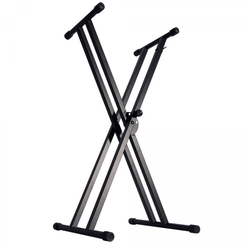 On-Stage KS7171, Double-X Keyboard Stand with Bolted Construction, Height Adjustment 27" - 39", 120 lb Weight Capacity, 11" - 31" Base Spread, Bolted Metal Construction, Black