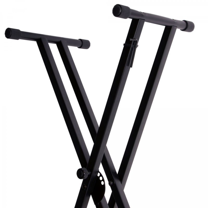 On-Stage KS7171, Double-X Keyboard Stand with Bolted Construction, Height Adjustment 27" - 39", 120 lb Weight Capacity, 11" - 31" Base Spread, Bolted Metal Construction, Black