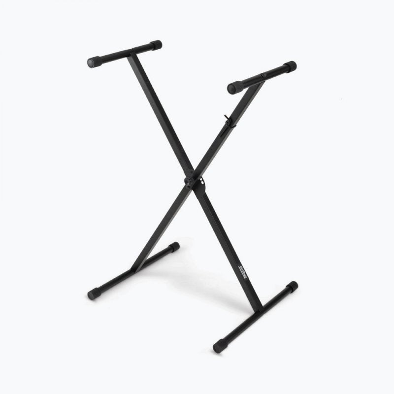 On-Stage KS7190, Single-X Keyboard Stand, Height Adjustment 27" - 38", 90 lbs. Weight Capacity, 11" - 31" Base Spread, Bolted Metal Construction, Black