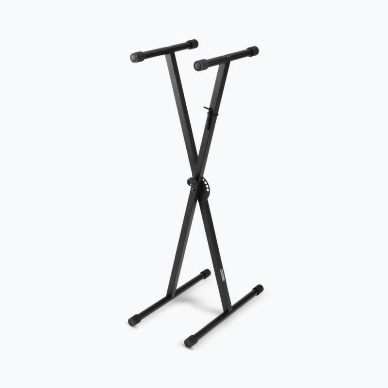 On-Stage KS7190, Single-X Keyboard Stand, Height Adjustment 27" - 38", 90 lbs. Weight Capacity, 11" - 31" Base Spread, Bolted Metal Construction, Black
