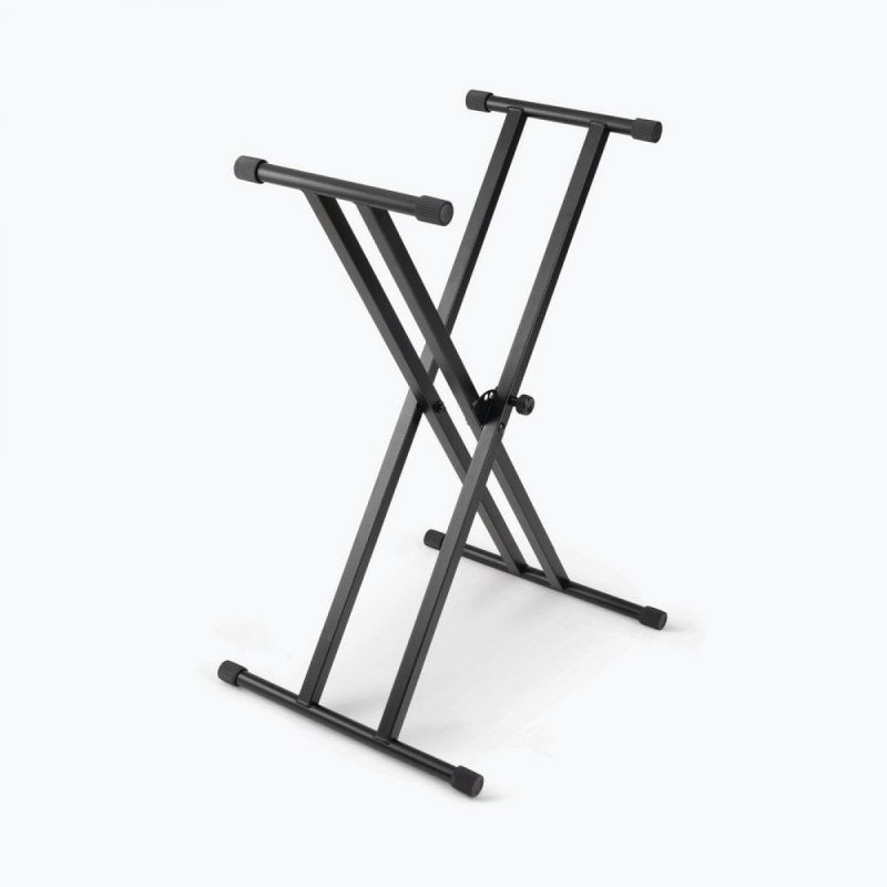 On-Stage KS7191, Double-X Keyboard Stand, Height Adjustment 27" - 39", 120 lb Weight Capacity, 11" - 31" Base Spread, Welded Metal Construction, Black