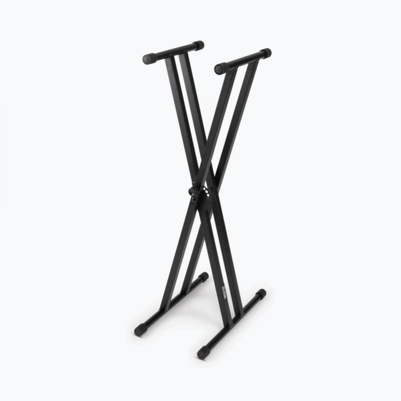 On-Stage KS7191, Double-X Keyboard Stand, Height Adjustment 27" - 39", 120 lb Weight Capacity, 11" - 31" Base Spread, Welded Metal Construction, Black