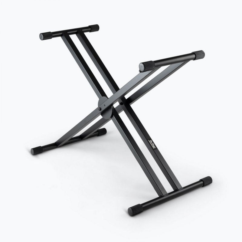 On-Stage KS7291, ERGO-LOK Double-X Keyboard Stand with Welded Construction, Height Adjustment 27" - 38", 320 lbs. Weight Capacity, 12" - 32" Base Spread, Welded Metal Construction, Black