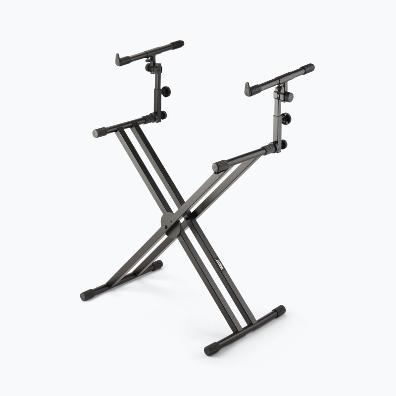 On-Stage KS7292, Double-X ERGO-LOK Keyboard Stand with Second Tier, 320 lbs. Weight Capacity, 12" - 32" Base Spread, Black