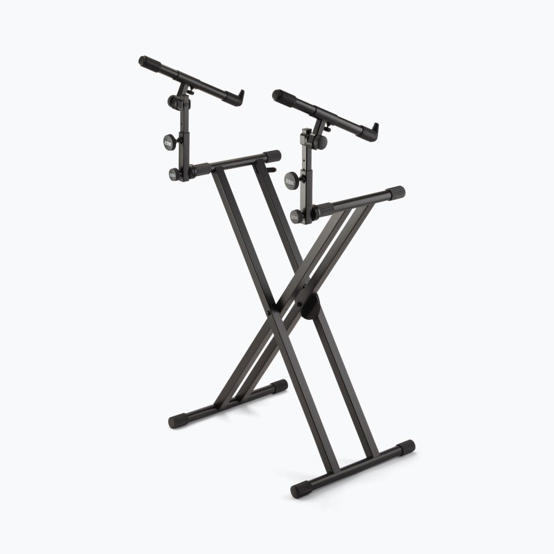 On-Stage KS7292, Double-X ERGO-LOK Keyboard Stand with Second Tier, 320 lbs. Weight Capacity, 12" - 32" Base Spread, Black