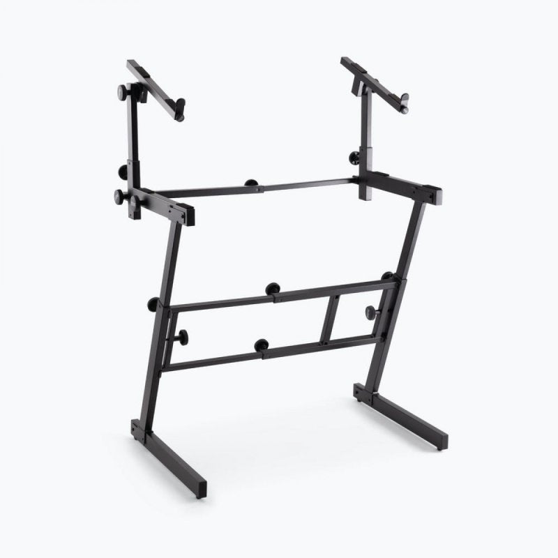 On-Stage KS7365EJ, Folding-Z Keyboard Stand with Second Tier, 400 lbs. Weight Capacity, Welded Metal Construction, Black