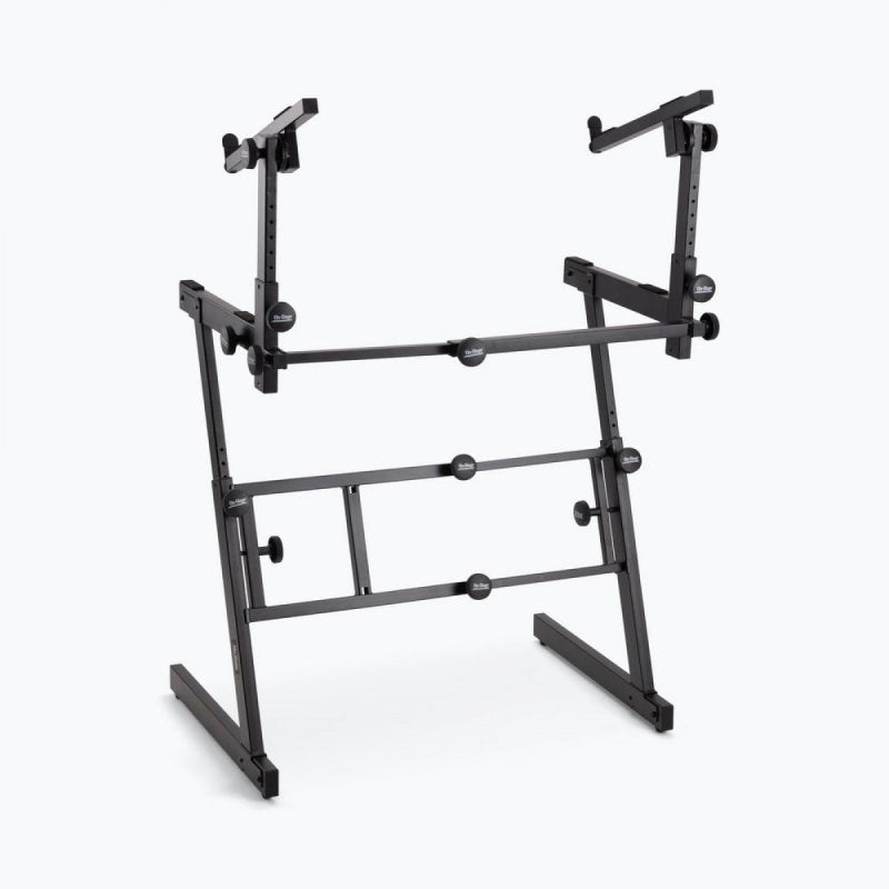 On-Stage KS7365EJ, Folding-Z Keyboard Stand with Second Tier, 400 lbs. Weight Capacity, Welded Metal Construction, Black