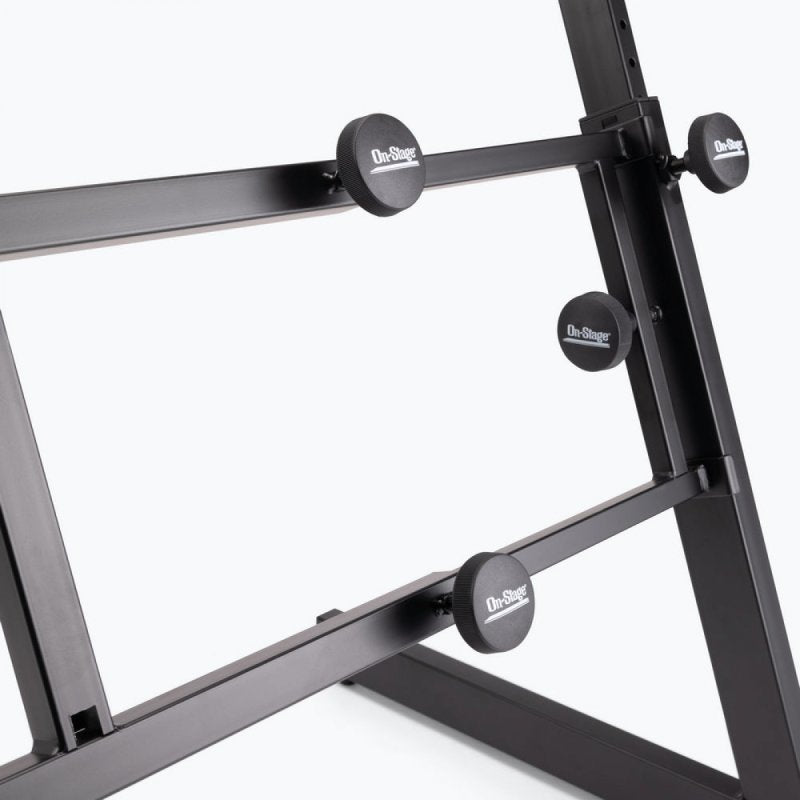 On-Stage KS7365EJ, Folding-Z Keyboard Stand with Second Tier, 400 lbs. Weight Capacity, Welded Metal Construction, Black