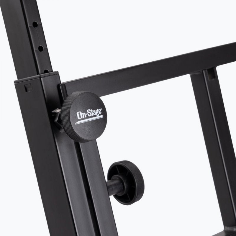 On-Stage KS7365EJ, Folding-Z Keyboard Stand with Second Tier, 400 lbs. Weight Capacity, Welded Metal Construction, Black