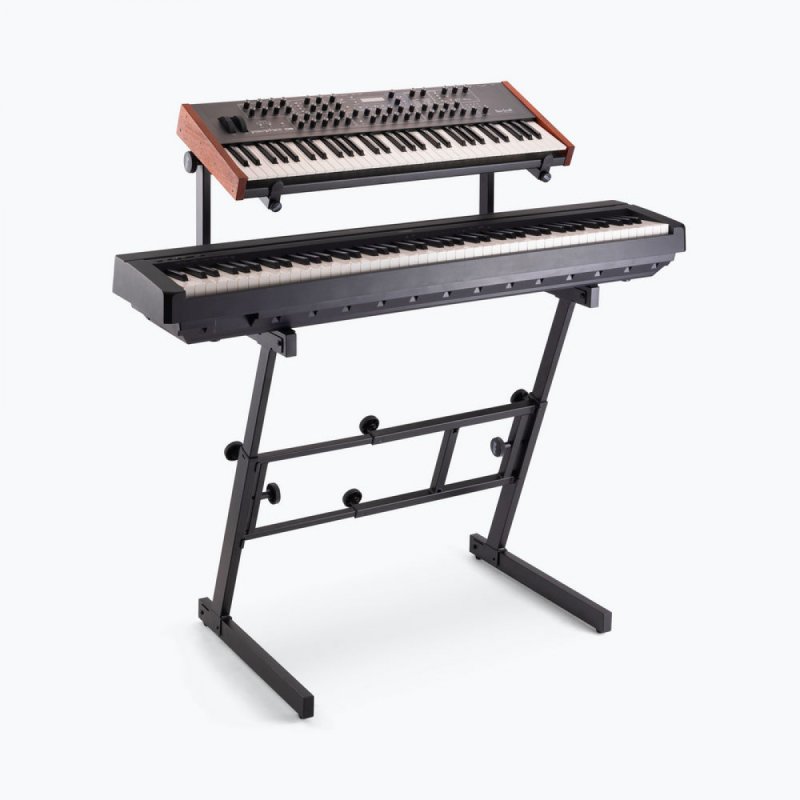 On-Stage KS7365EJ, Folding-Z Keyboard Stand with Second Tier, 400 lbs. Weight Capacity, Welded Metal Construction, Black