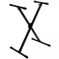 On-Stage KS8290X, ERGO-LOK Single-X Keyboard Stand with Lok-Tight Construction, Height Adjustment 27" - 38", 275 lbs. Weight Capacity, 12" - 32" Base Spread, Lok-Tight Metal Construction, Black
