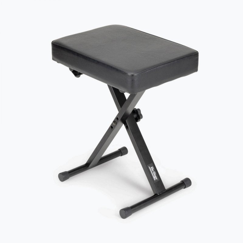 On-Stage KT7800, Three-Position X-Style Keyboard Bench, Height Adjustment 18.75" - 20.5", 300 lbs. Weight Capacity, Welded Metal Construction, Black