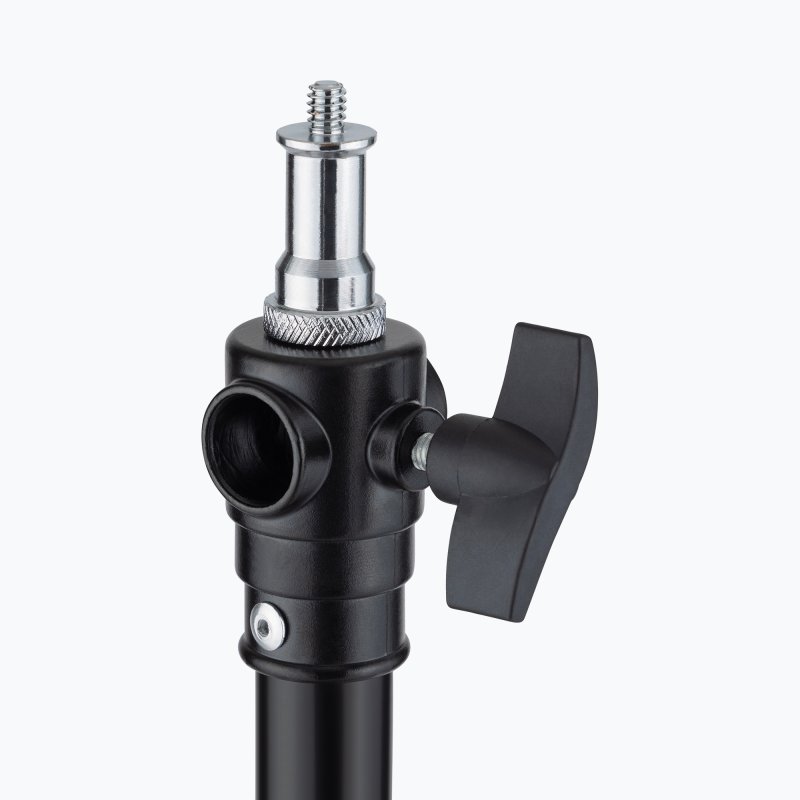 On-Stage LS-MS7620, 13' Tripod Lighting/Mic Stand, Height Adjustment 47"-156", 15 lbs Weight Capacity, 35" Base Spread, Aluminum Construction, Black