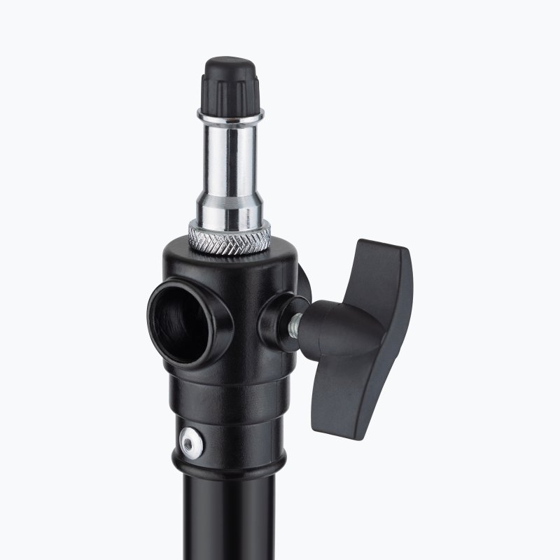 On-Stage LS-MS7620, 13' Tripod Lighting/Mic Stand, Height Adjustment 47"-156", 15 lbs Weight Capacity, 35" Base Spread, Aluminum Construction, Black