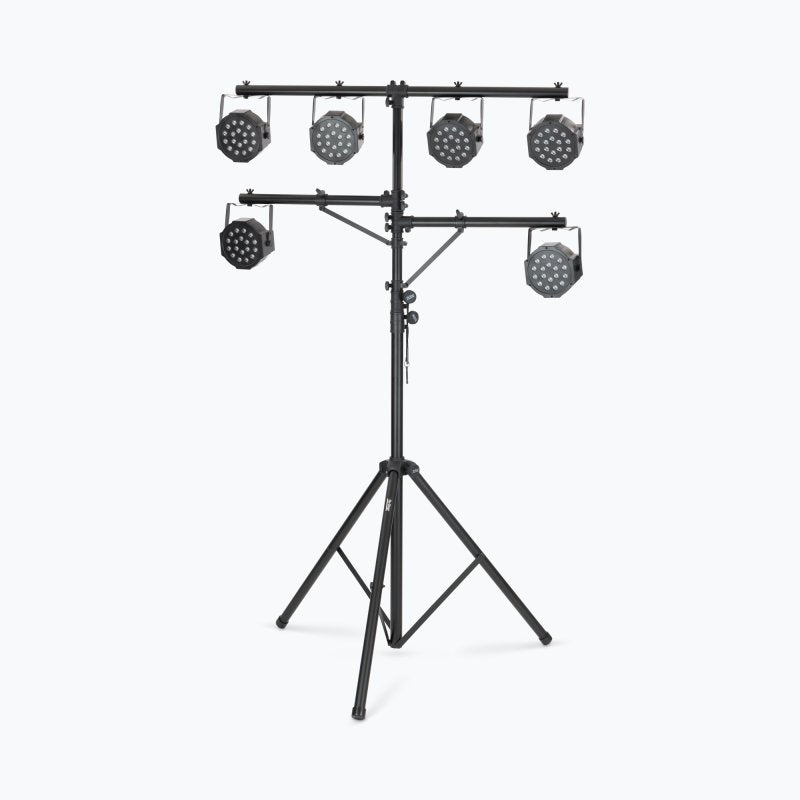 On-Stage LS7720BLT, Lighting Stand with Side Bars, Height Adjustment 60" - 120", 110 lbs Weight Capacity, 48" Base Spread, Aluminum Construction, Black