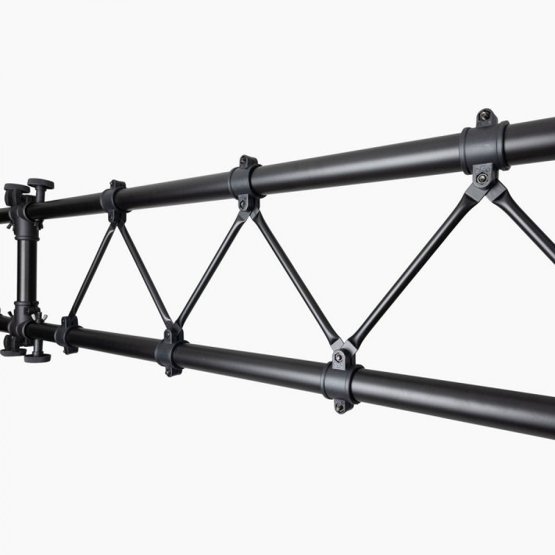 On-Stage LS7730, Lighting Stand with Truss, Height Adjustment 65" - 129", 120" Length, 200 lbs Total Weight Capacity, 48" Base Spread, Aluminum Construction, Black