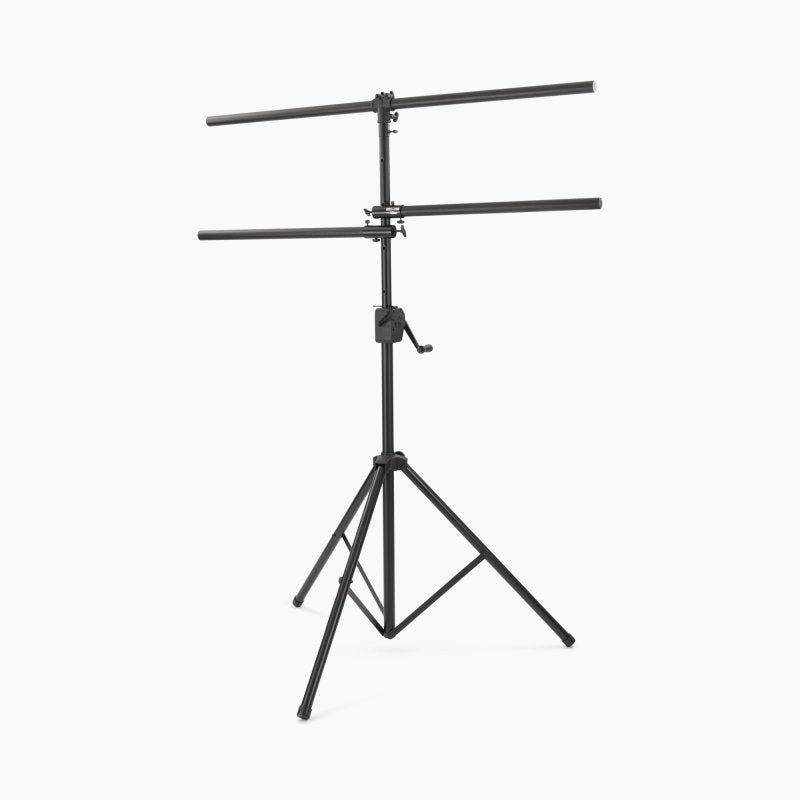 On-Stage LS7805QIK, Power Crank-Up Lighting Stand, Height Adjustment 54" - 132", 80 lbs Weight Capacity, 54" Base Spread, Aluminum and Steel Construction, Black