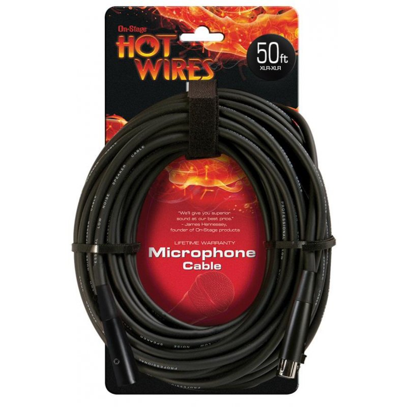On-Stage MC12-50, Mic Cable (50', XLR-XLR), 50' Length, Standard Nickel Plated Connectors, XLR-XLR Cable, 22AWG Wire Gauge