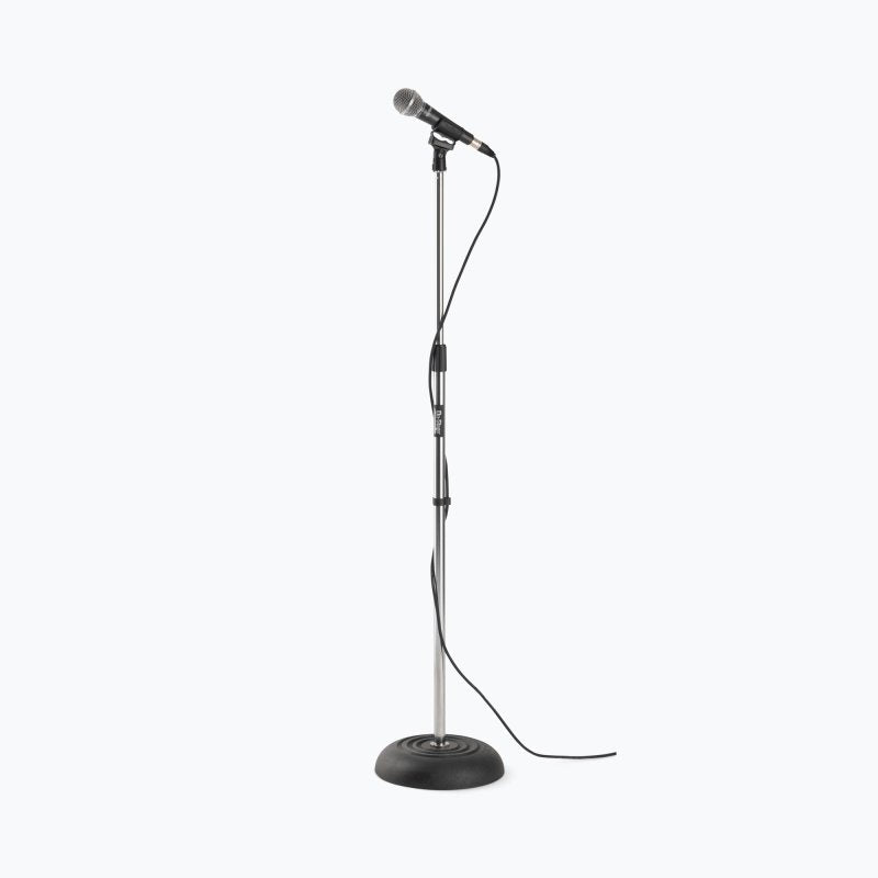 On-Stage MS7201C, Round-Base Mic Stand, Height 33"-60", Chrome and Black