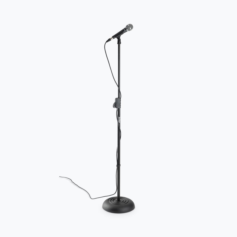 On-Stage MS7201QRB, Quik-Release Round-Base Mic Stand, Height 34"-62", Black