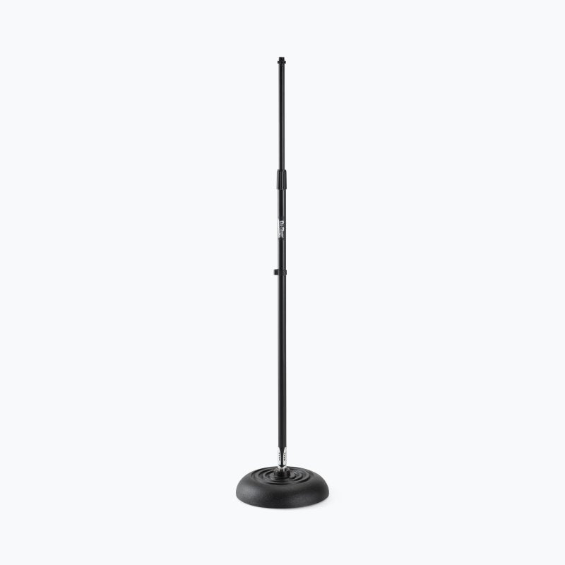 On-Stage MS7201QTR, Quarter-Turn Round-Base Mic Stand, Height 34"-60", Black