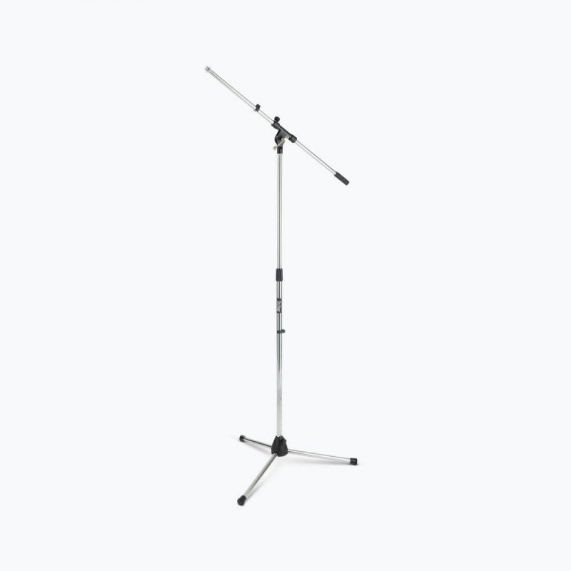 On-Stage MS7701C, Euro Boom Mic Stand, Height 32"-61.5", 30" Boom, 23" Base Spread, 5/8"-27" Threading, Chrome and Black