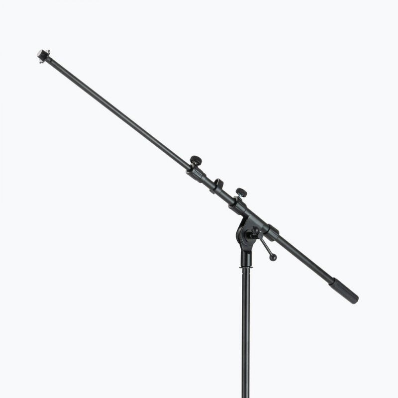 On-Stage MS7701TB, Telescoping Euro Boom Mic Stand, Height 32"-61.5", 20"-36" Boom, 23" Base Spread, 5/8"-27" Threading, Black