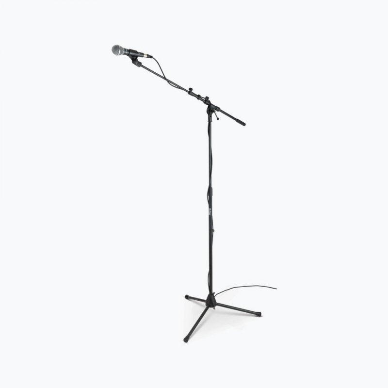 On-Stage MS7701TB, Telescoping Euro Boom Mic Stand, Height 32"-61.5", 20"-36" Boom, 23" Base Spread, 5/8"-27" Threading, Black