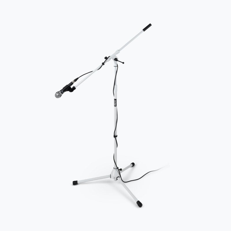 On-Stage MS7801W, Euro Boom Mic Stand, Height 37"-64", 31" Boom, 23" Base Spread, 5/8"-27" Threading, White