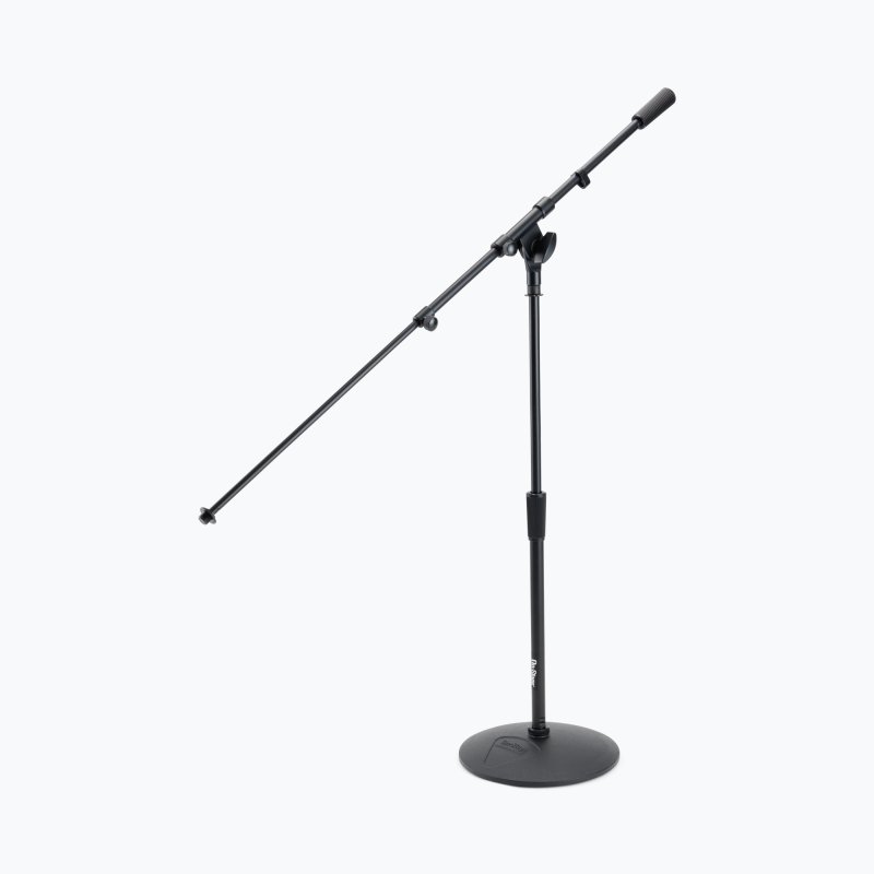 On-Stage MS9417, Drum/Amp Mic Stand with Tele Boom, Height 17"-28.5", 21.5"-36" Boom, Steel and Zinc Construction, 5/8"-27" for Mic Clips or Accessories and M20 at Base Threading, Black
