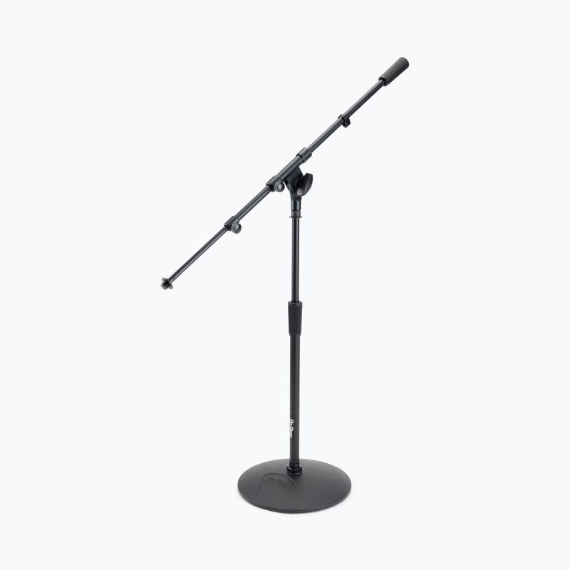 On-Stage MS9417, Drum/Amp Mic Stand with Tele Boom, Height 17"-28.5", 21.5"-36" Boom, Steel and Zinc Construction, 5/8"-27" for Mic Clips or Accessories and M20 at Base Threading, Black