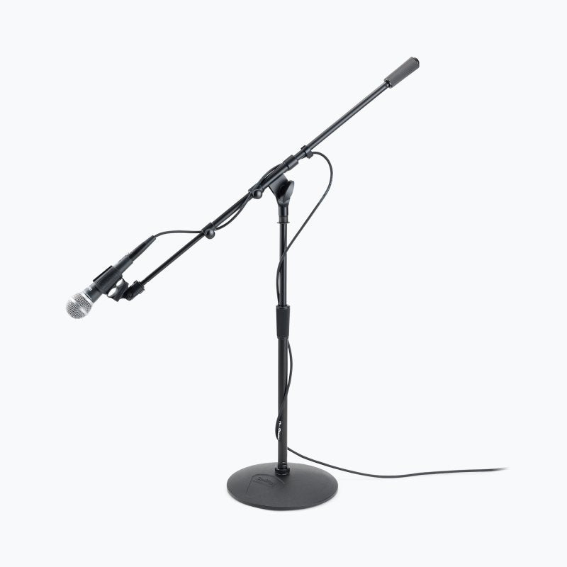 On-Stage MS9417, Drum/Amp Mic Stand with Tele Boom, Height 17"-28.5", 21.5"-36" Boom, Steel and Zinc Construction, 5/8"-27" for Mic Clips or Accessories and M20 at Base Threading, Black