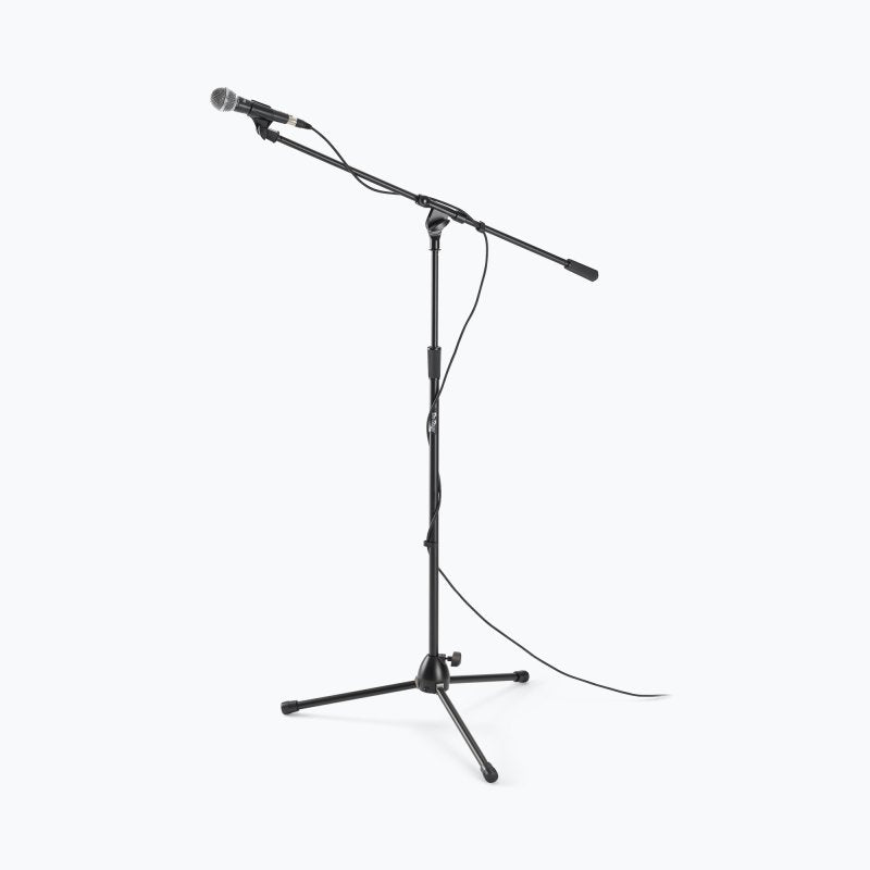 On-Stage MS9701B, Production-Grade Mic Stand with Tripod Base and Boom Arm, Height 36"-64", 33" Boom, 24" Base Spread, Steel and Zinc Construction, 5/8"-27" Threading, Black