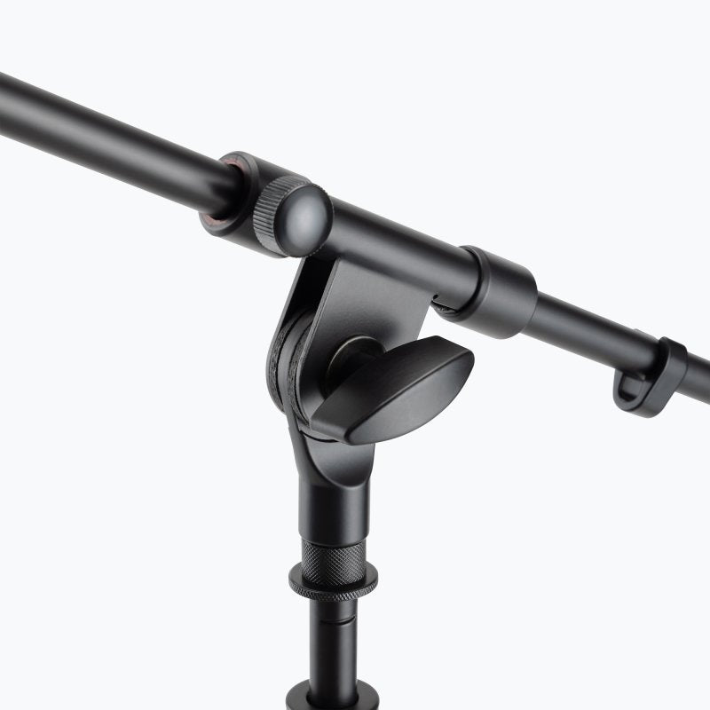 On-Stage MS9701TB, Production-Grade Mic Stand with Tripod Base and Telescoping Boom Arm, Height 36"-64", 21.5"-36" Boom, 24" Base Spread, Steel and Zinc Construction, 5/8"-27" Threading, Black