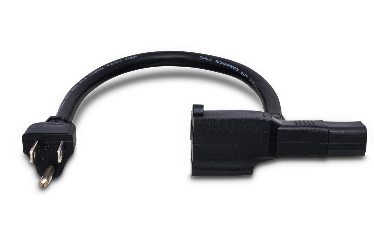 HOSA - Power Cord, Piggyback IEC C13 to NEMA 5-15P, 2 ft