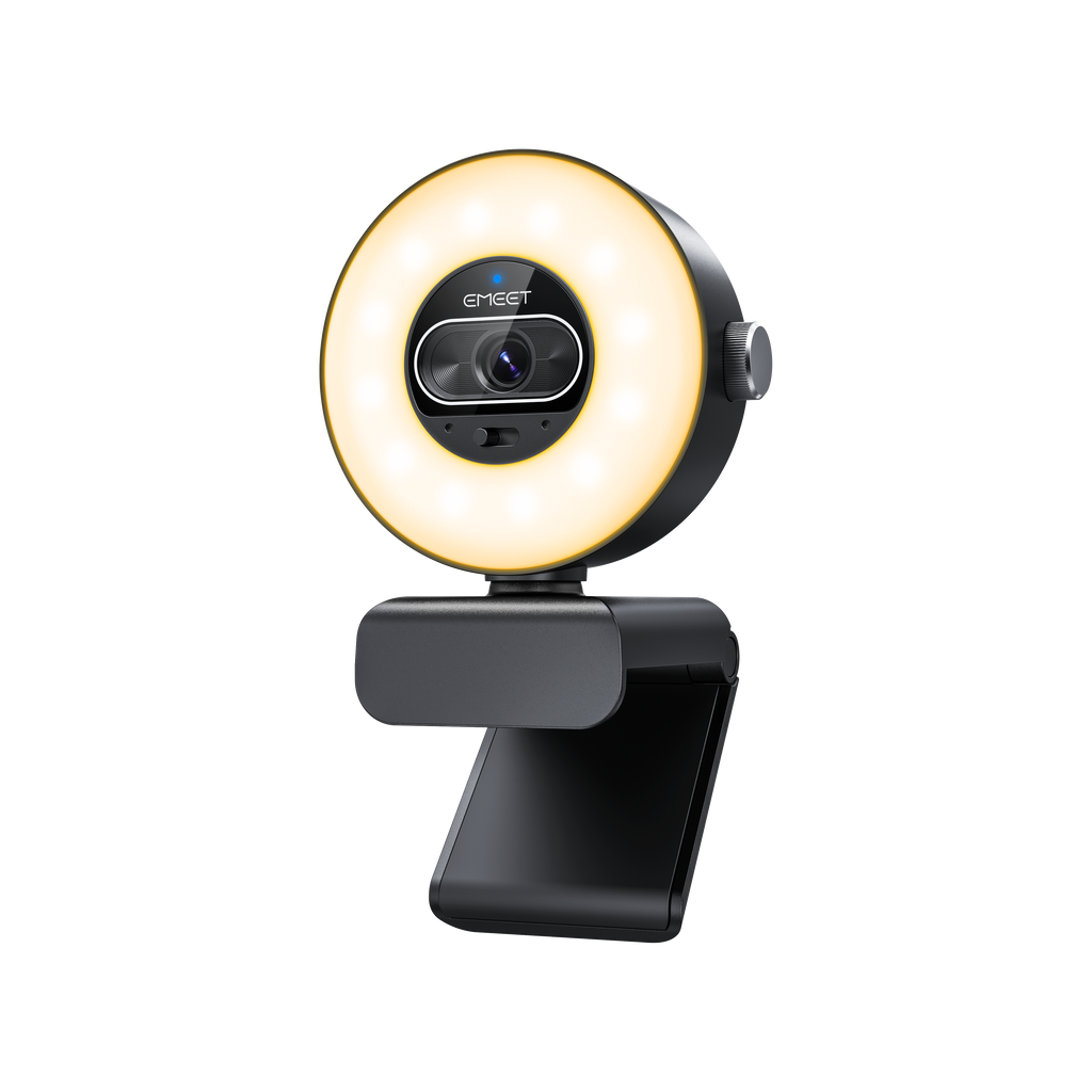 EMEET SmartCam S600L, 4K StreamCam with 1/2" CMOS Sensor, Built-In RGB Ring Light with Cold, Warm and Mixed Modes, 1080p 60fps, 0.2s PDAF Autofocus and Built-In Privacy Cover