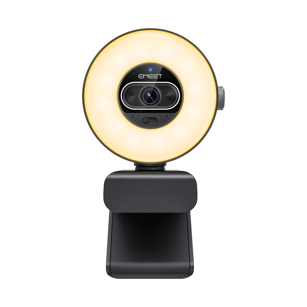 EMEET SmartCam S600L, 4K StreamCam with 1/2" CMOS Sensor, Built-In RGB Ring Light with Cold, Warm and Mixed Modes, 1080p 60fps, 0.2s PDAF Autofocus and Built-In Privacy Cover