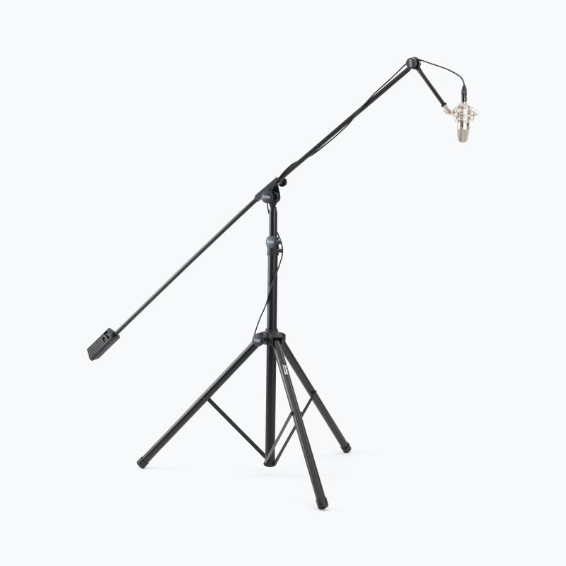 On-Stage SB9600, Tripod Studio Mic Boom with 7" Mini Boom Extension, Height 46.5"-79", 43"-79" Boom, 32-48" Base Spread, 5/8"-27" Threading, Black
