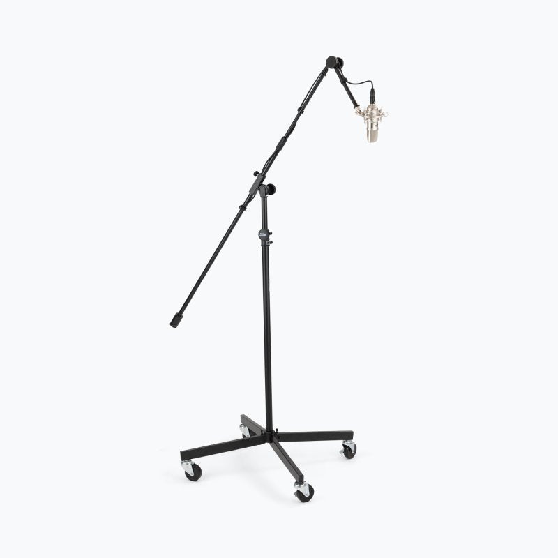 On-Stage SB96, Tripod Studio Mic Boom with 7" Mini Boom Extension and Casters, Height 45"-76", 43"-79" Boom, 34" Base Spread, 5/8"-27" Threading, Black