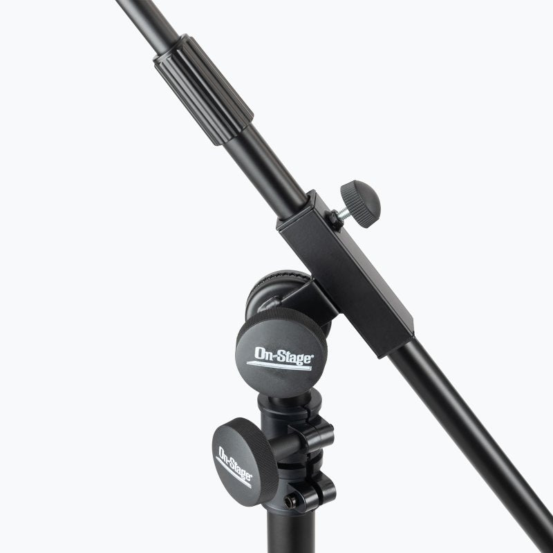 On-Stage SB96, Tripod Studio Mic Boom with 7" Mini Boom Extension and Casters, Height 45"-76", 43"-79" Boom, 34" Base Spread, 5/8"-27" Threading, Black