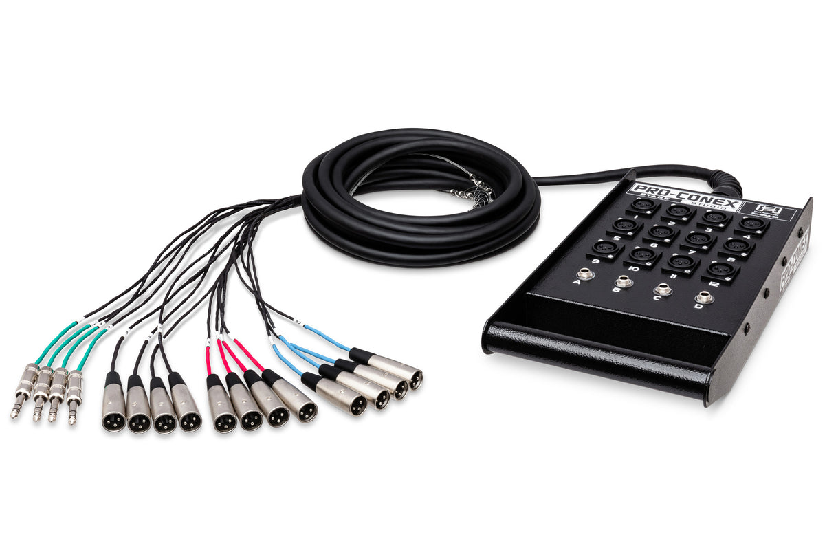 HOSA - Pro-Conex Stage Box Snake, Hosa 12 x XLR Sends and 4 x 1/4 in TRS Returns, 50 ft