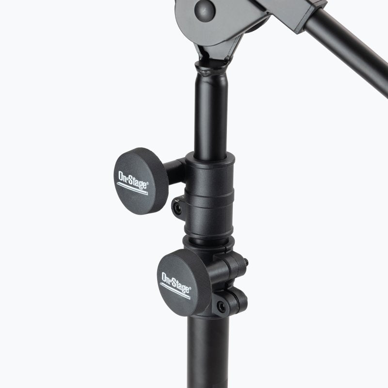 On-Stage SMS7650, Hex-Base Studio Boom Mic Stand, Height 40"- 82", 43"-79" Boom, 18" Base Spread, 5/8"-27" Threading, Black