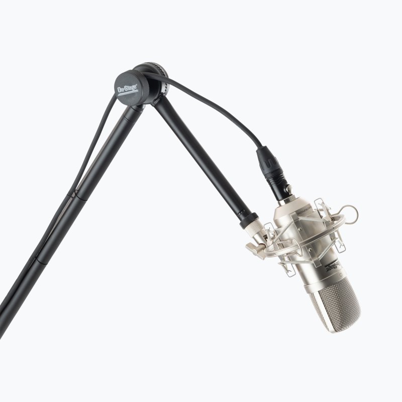 On-Stage SMS7650, Hex-Base Studio Boom Mic Stand, Height 40"- 82", 43"-79" Boom, 18" Base Spread, 5/8"-27" Threading, Black