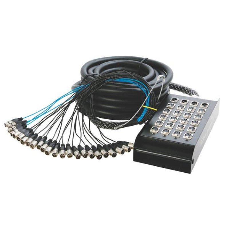 On-Stage SNK20450V2, 50' 20-Channel/4-Return Stage Snake, 50' Length, 20 (female) XLR Inputs, Metal Construction, Black, Includes Nylon Bag