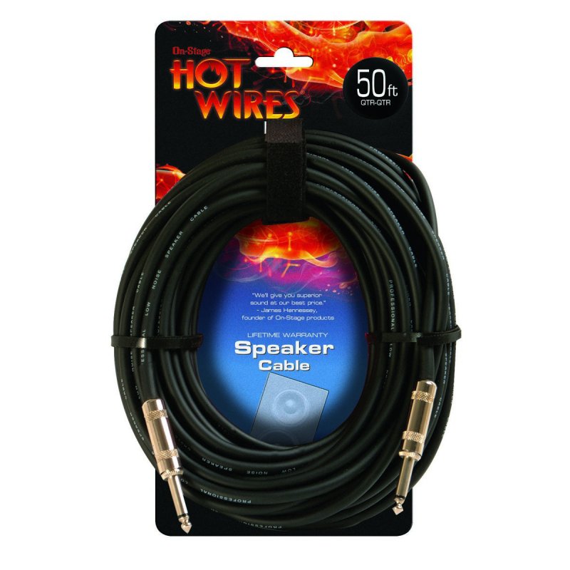 On-Stage SP14-50, Speaker Cable (50', QTR-QTR), 50' Length, Neutrik Twist-lock Speakon, Metal 1/4" Standard Connectors, NL2-QTR QTR-QTR Cable